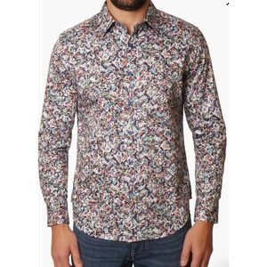 Robert Graham Mens Wynn Multi-Color Abstract Graphic Print Button Down Shirt L